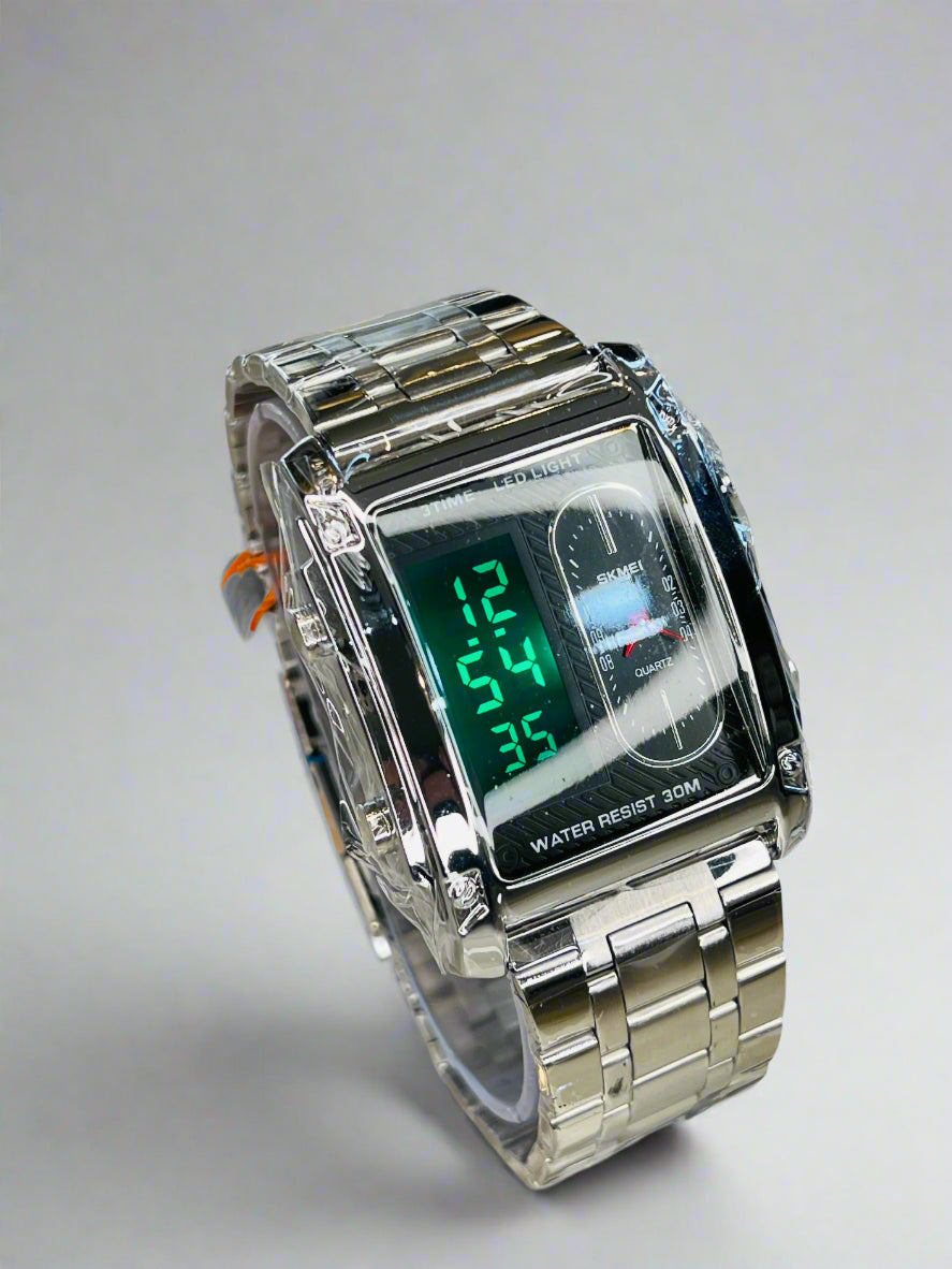 Original SKMEI - 3 Time - Water Resistant (30M) - Silver