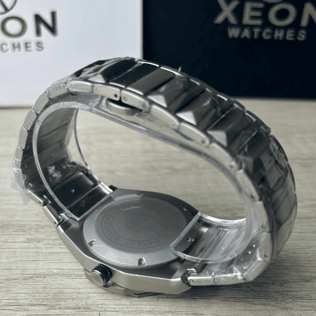 HB Premium Skeleton Watch - Luxury Diamond Cut Chain - Black Dial