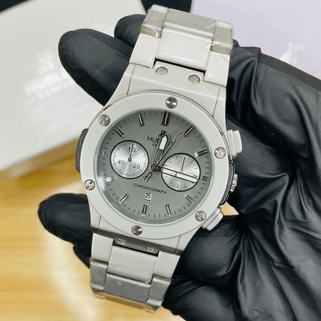 HB Premium Watch - Luxury Silver Matte Chain - Gray Dial