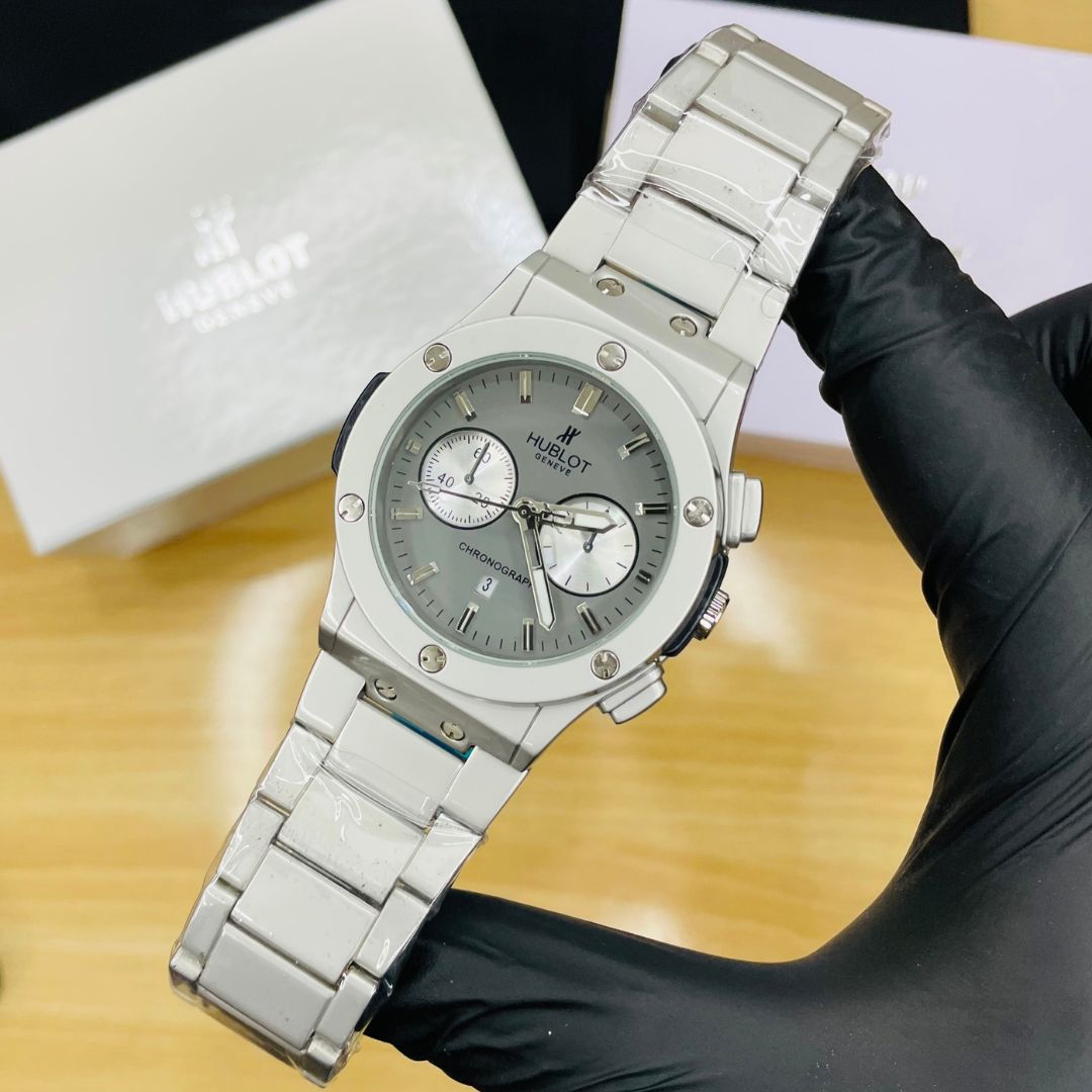 HB Premium Watch - Luxury Silver Matte Chain - Gray Dial