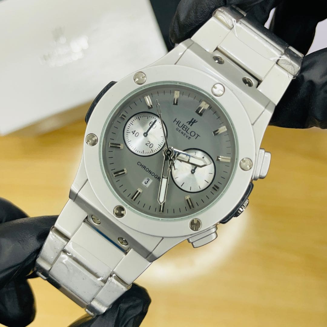 HB Premium Watch - Luxury Silver Matte Chain - Gray Dial