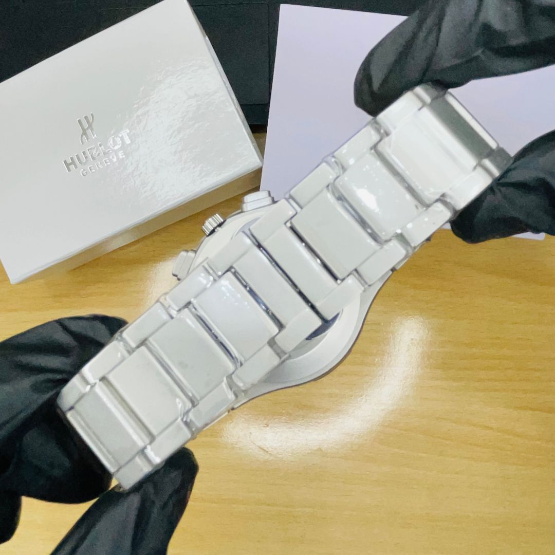 HB Premium Watch - Luxury Silver Matte Chain - Black Dial