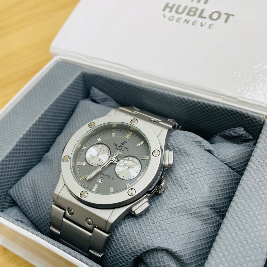 HB Premium Watch - Luxury Silver Matte Chain - Gray Dial