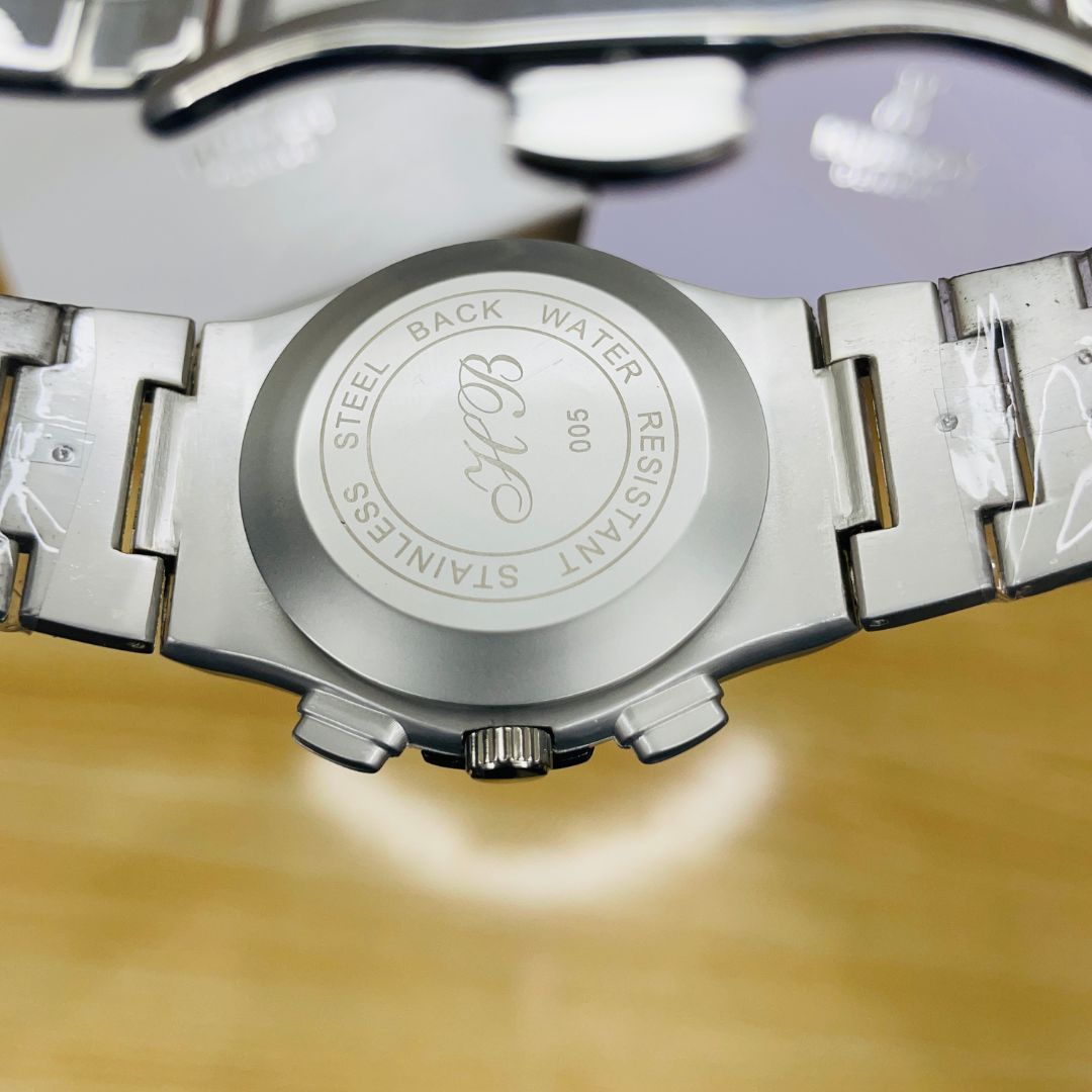 HB Premium Watch - Luxury Silver Matte Chain - Black Dial