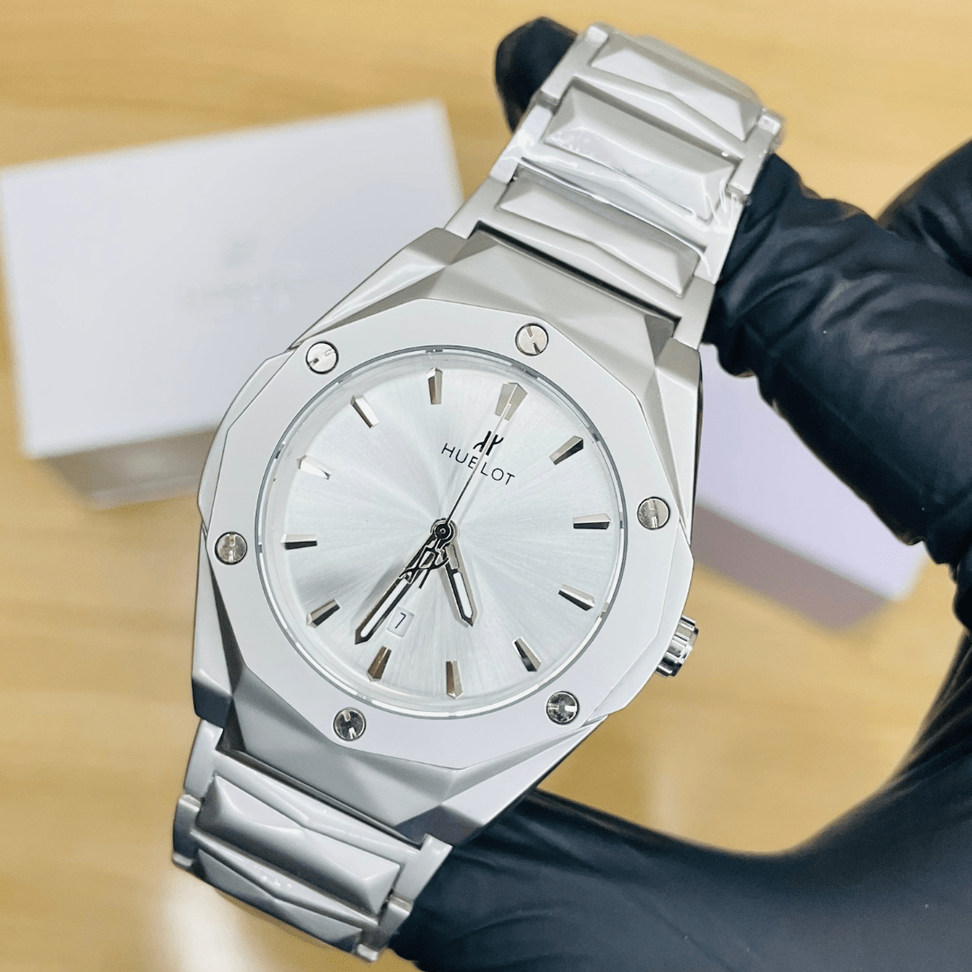 HB Premium Watch - Luxury Diamond Cut Chain - Silver Dial