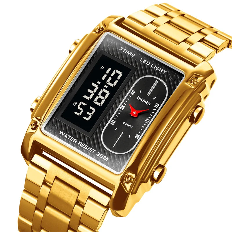 Original SKMEI - 3 Time - Water Resistant (30M) - Golden