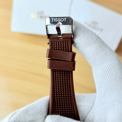 Tissot PRX - Gold Dial - Brown Rubber Strap