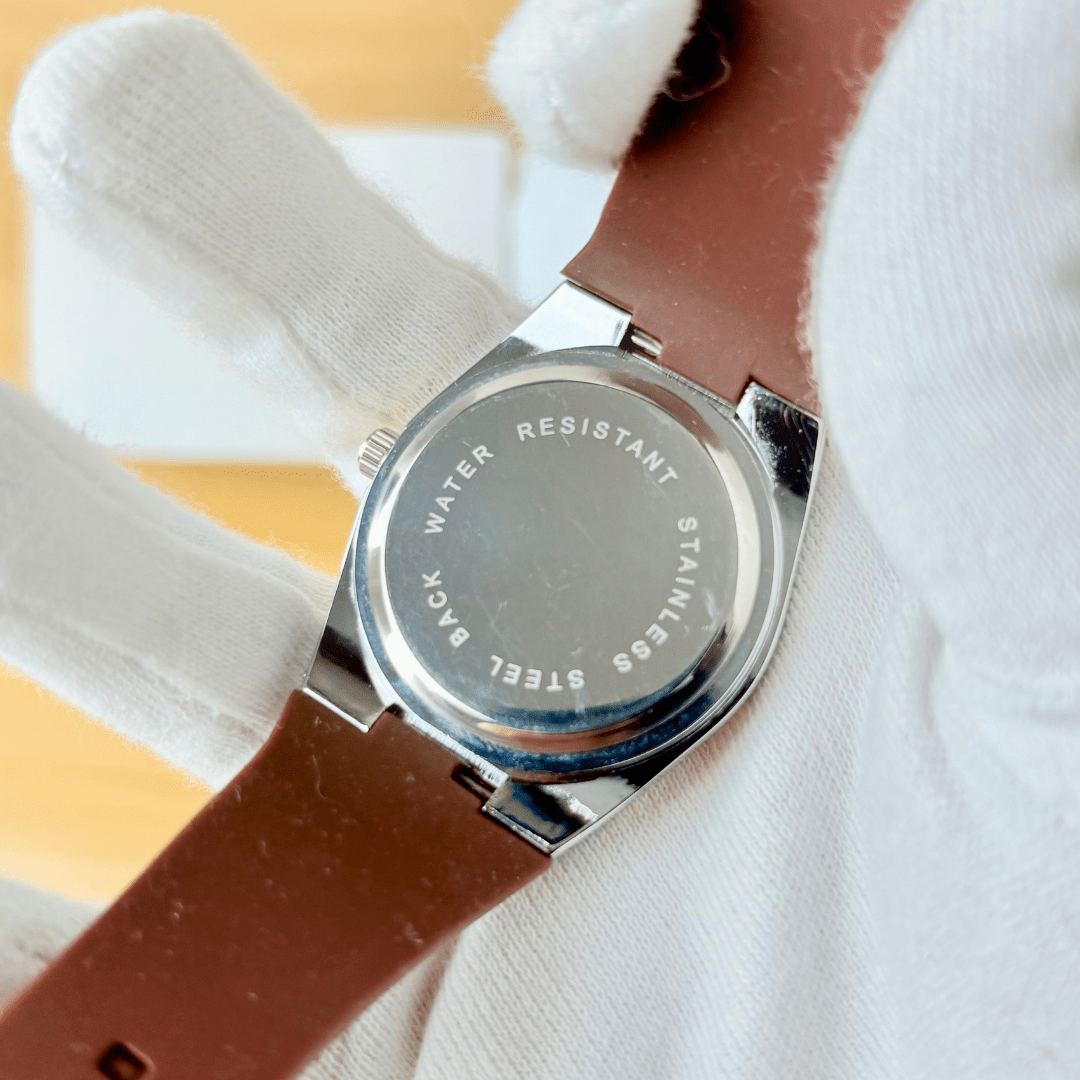Tissot PRX - Gold Dial - Brown Rubber Strap