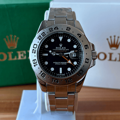 XEON Rlx Explorer II | Oyster Chain | Stainless Steel | Black Dial