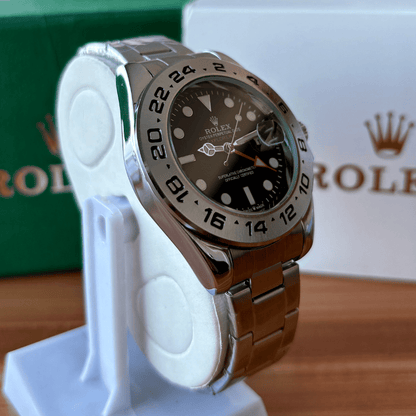 XEON Rlx Explorer II | Oyster Chain | Stainless Steel | Black Dial