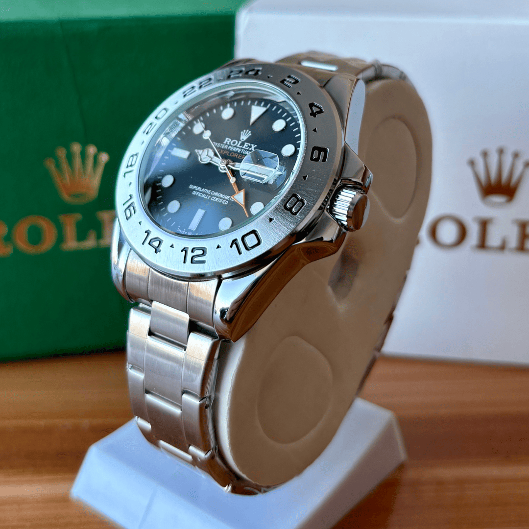 XEON Rlx Explorer II | Oyster Chain | Stainless Steel | Black Dial