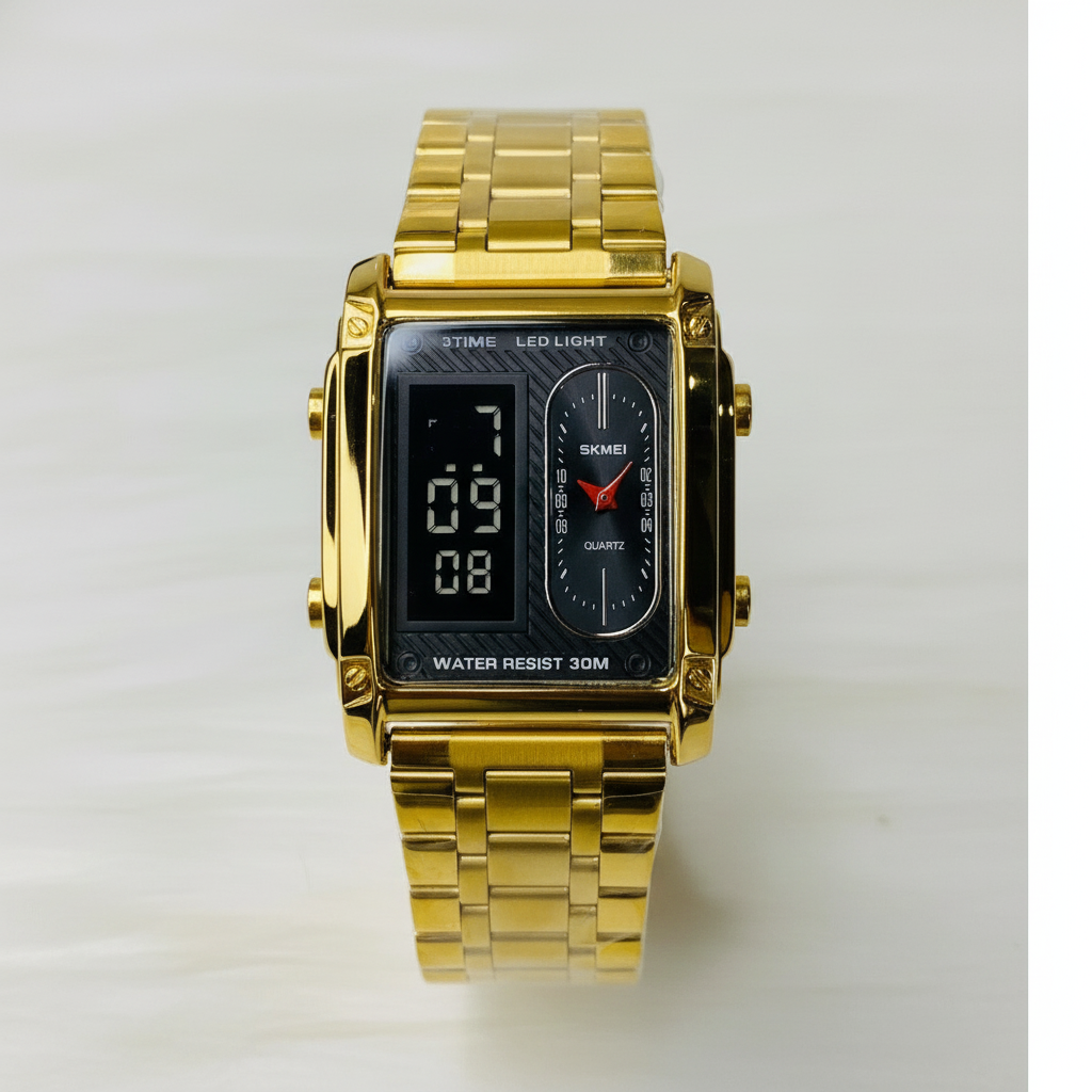 Original SKMEI - 3 Time - Water Resistant (30M) - Golden
