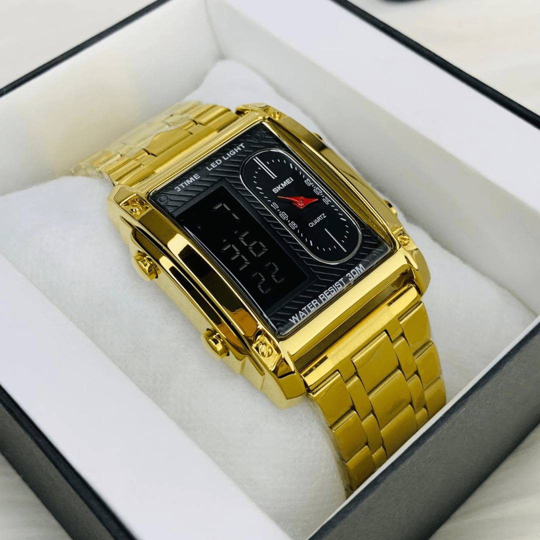 Original SKMEI - 3 Time - Water Resistant (30M) - Golden