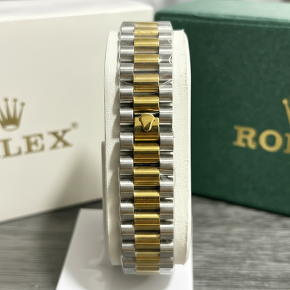 Rlx - Datejust - Stainless Steel - 40mm - Black Dial - Two Tone Gold