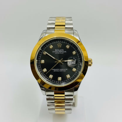 Rlx - Datejust - Stainless Steel - 40mm - Black Dial - Two Tone Gold
