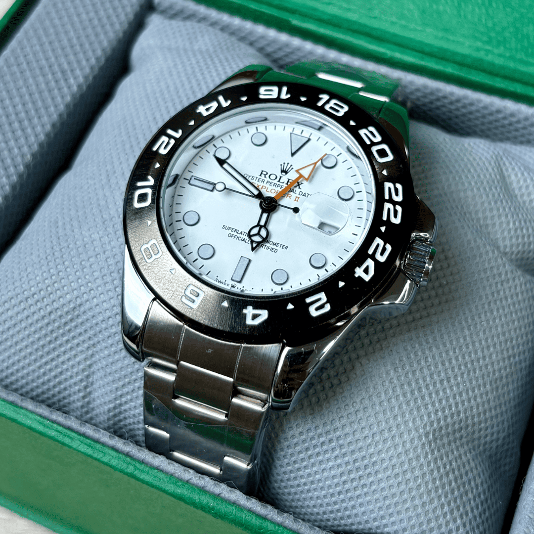 Rlx Explorer II | Oyster Chain | Black Bezel | White Dial