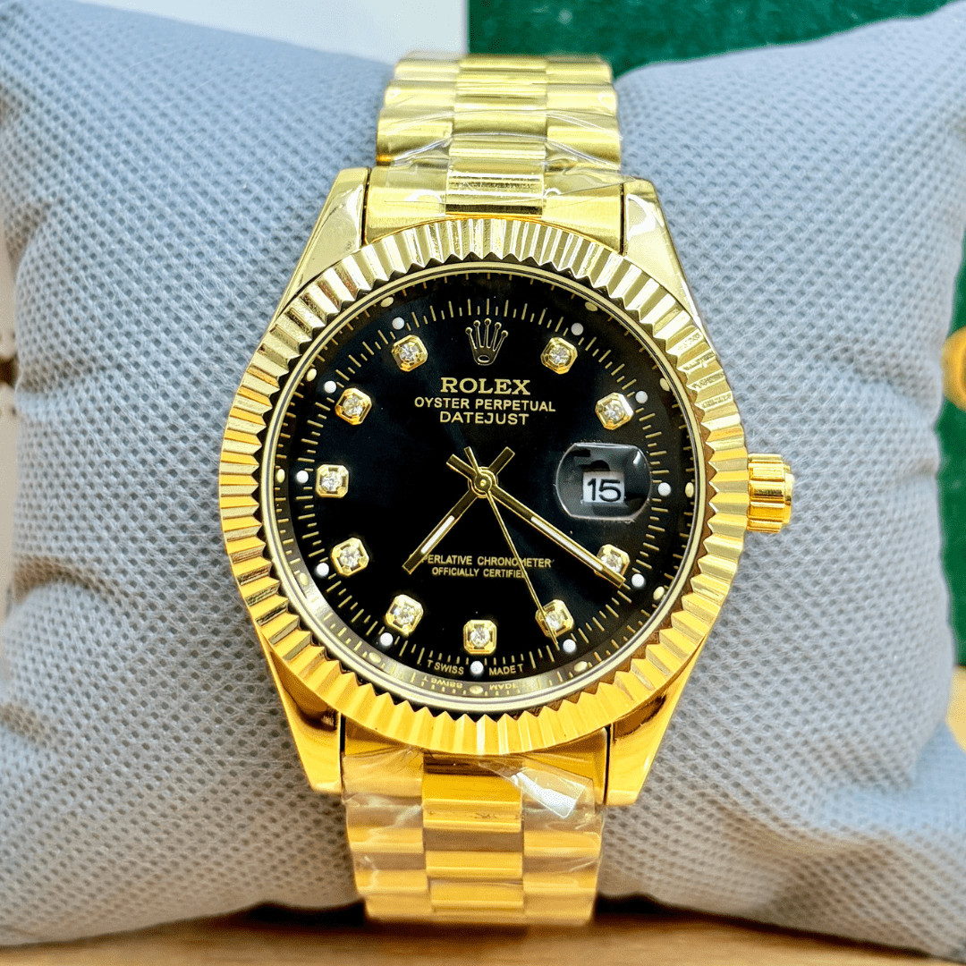 Rlx - Stainless Steel - Gold Edition - Black Dial
