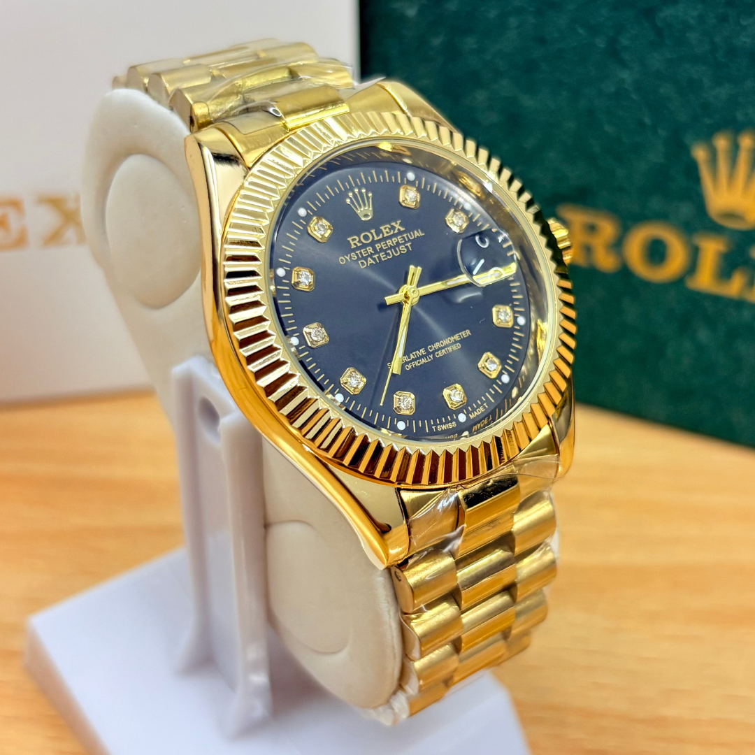 Rlx - Stainless Steel - Gold Edition - Black Dial