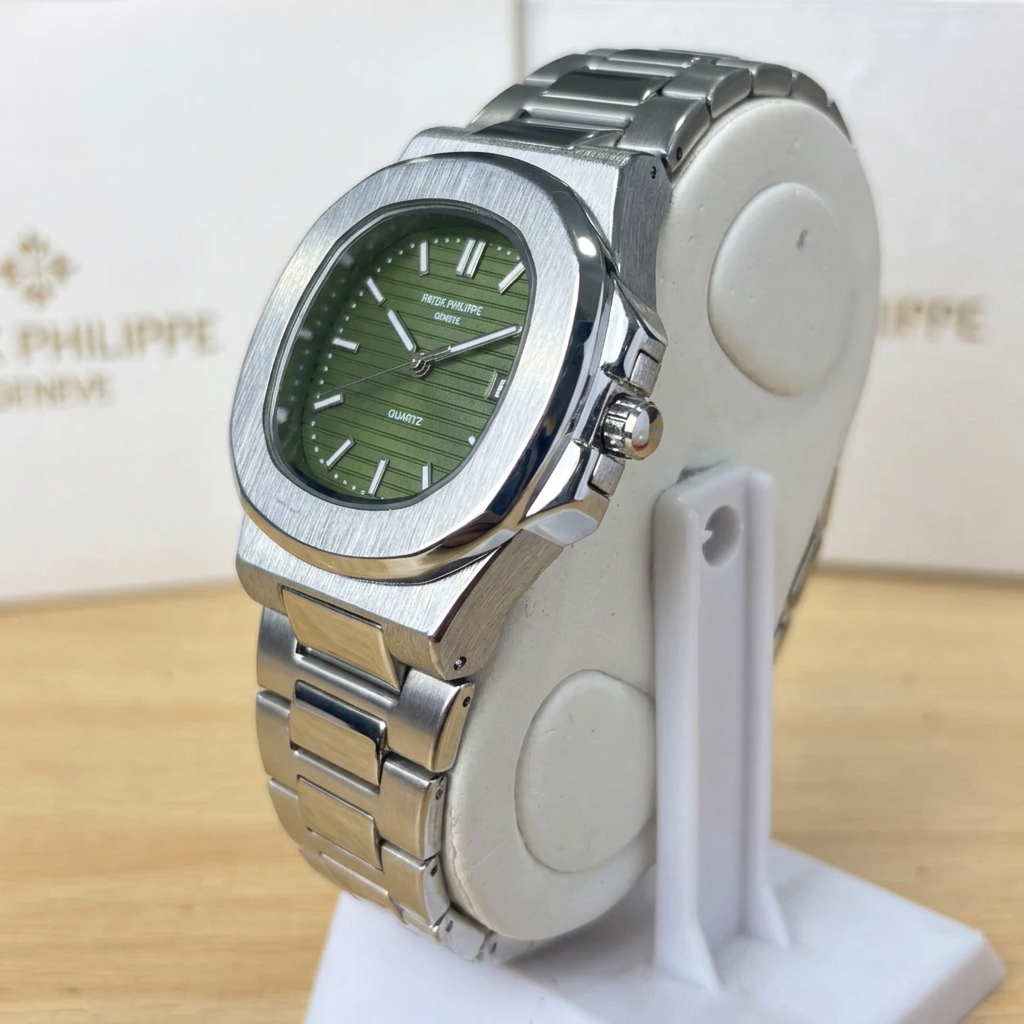 PP Nautilus - Stainless Steel - Olive Green Dial