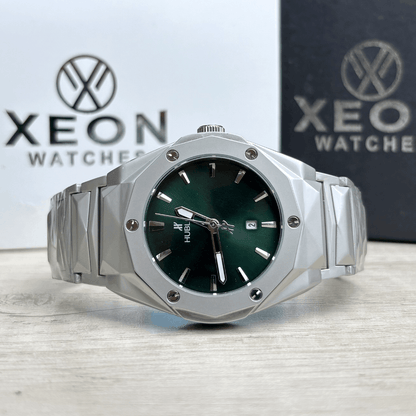 Hublot Premium Watch - Luxury Diamond Cut Chain - Green Dial