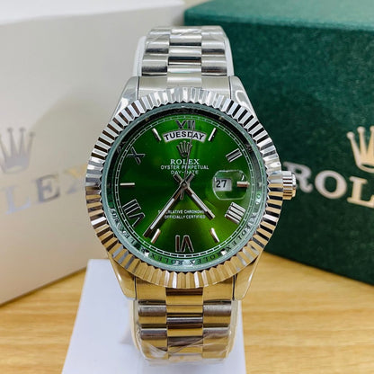 XEON RLX Day-Date - 40MM - Fluted bezel Olive Green Dial