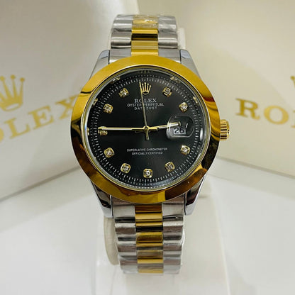 Rlx - Datejust - Stainless Steel - 40mm - Black Dial - Two Tone Gold