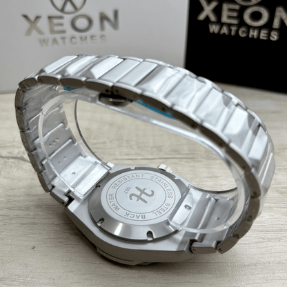 Hublot Premium Skeleton Watch - Luxury Diamond Cut Chain - Metallic Grey Dial