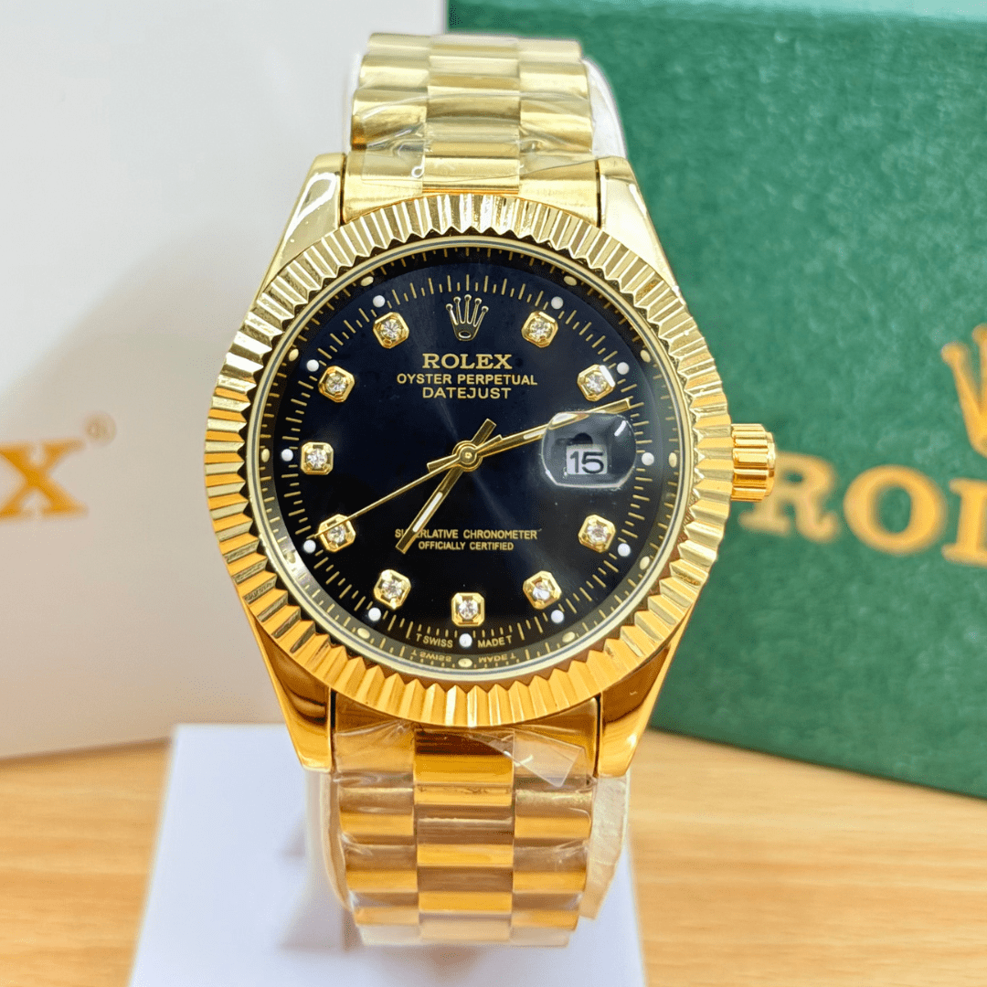 Rlx - Stainless Steel - Gold Edition - Black Dial