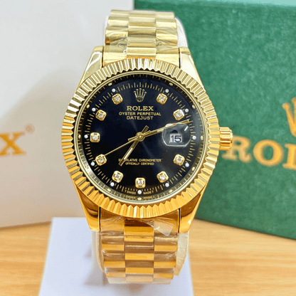Rlx - Stainless Steel - Gold Edition - Black Dial
