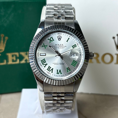 Rlx - Datejust - Roman Dial - Fluted Bezel - Silver