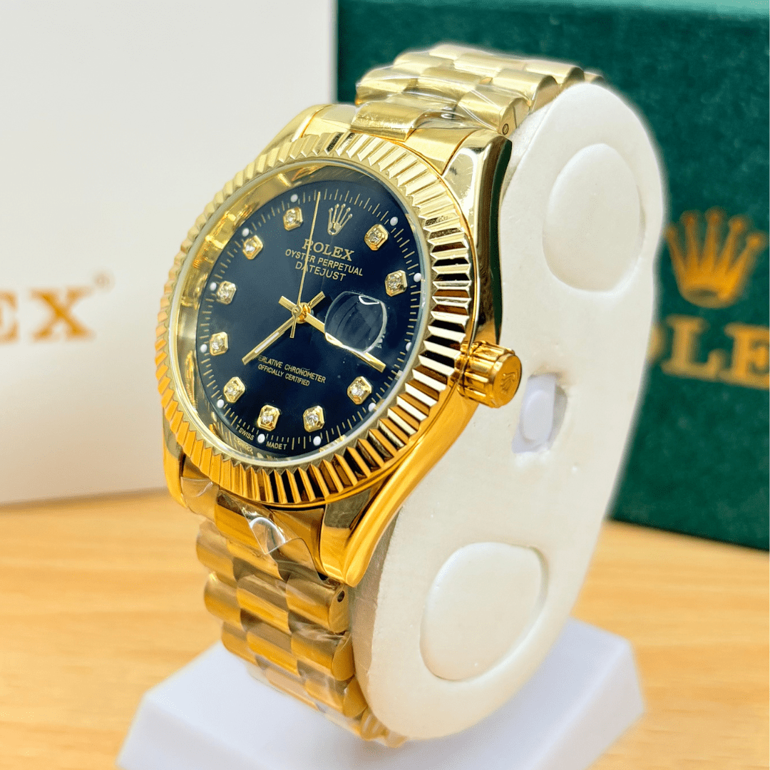Rlx - Stainless Steel - Gold Edition - Black Dial