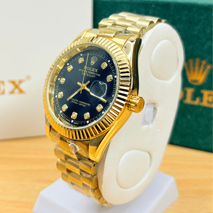Rlx - Stainless Steel - Gold Edition - Black Dial