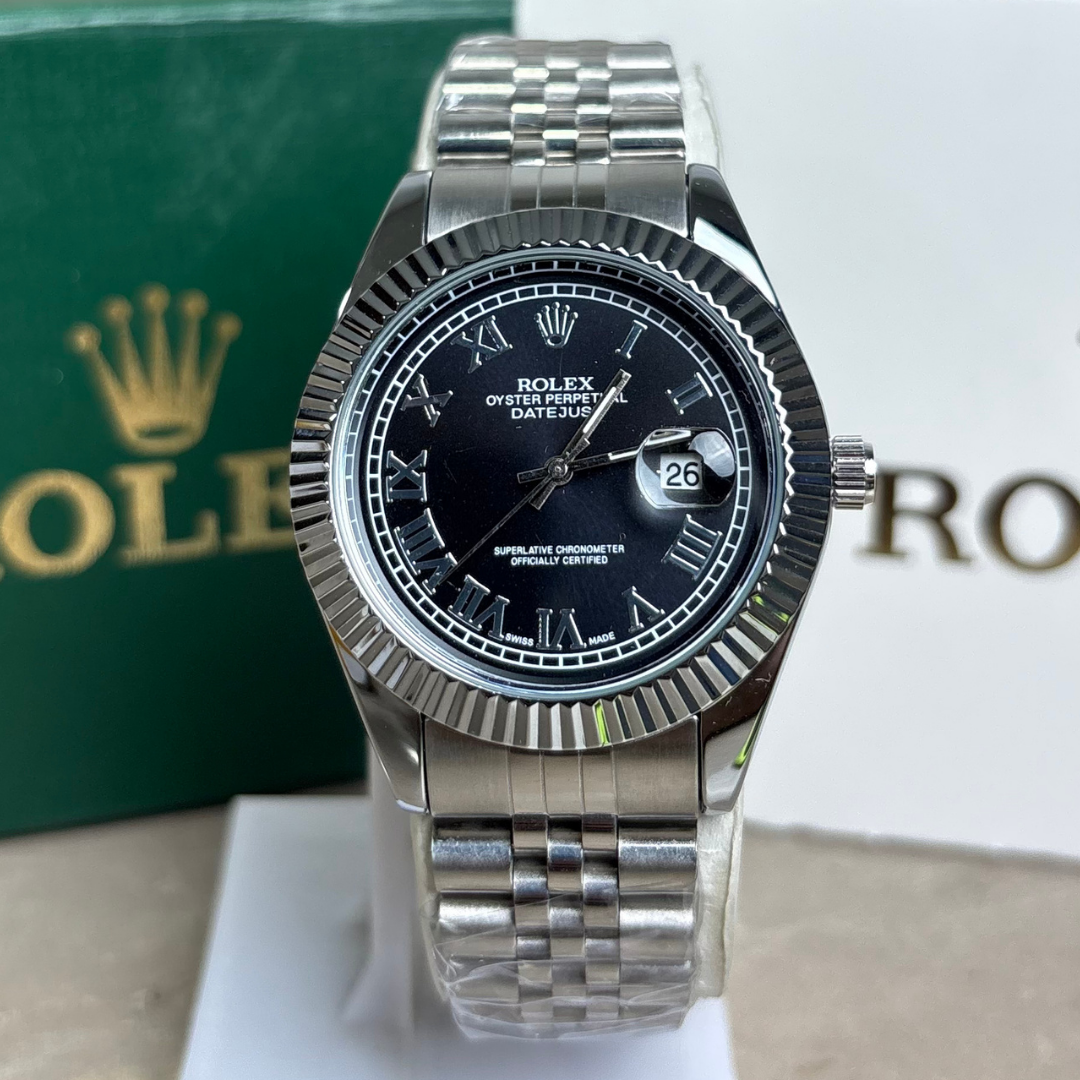 Rlx - Datejust - Roman Dial - Fluted Bezel - Black