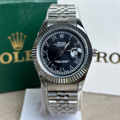 Rlx - Datejust - Roman Dial - Fluted Bezel - Black